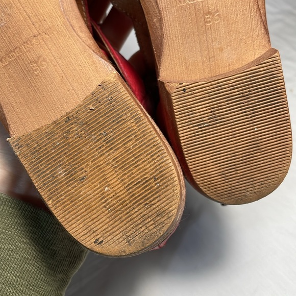 Free People Wanderlust Woven Red Leather Flats Point Toe Shoes - Picture 15 of 16